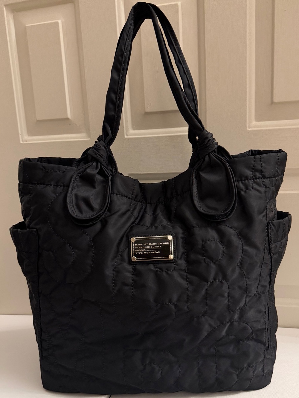 Marc by Marc Jacobs Black Quilted Nylon Logo Tote Bag (EUC)